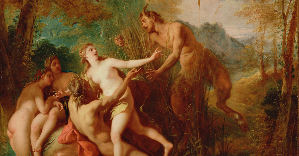 Painting of Pan entreating nymphs
