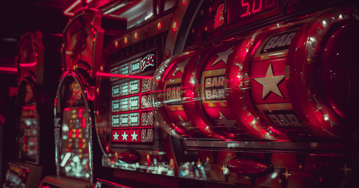 a row of slot machines